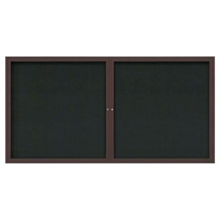 United Visual Products 72"x36" 3-Door Enclosed Outdoor Letterboard, Black Felt/Bronze UV1163D-BRONZE-BLACK